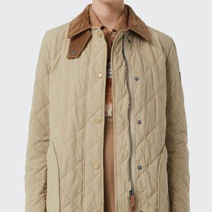 Burberry Corduroy and leather-trimmed quilted shell jacket Size S
